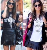 Saia peplum Couro